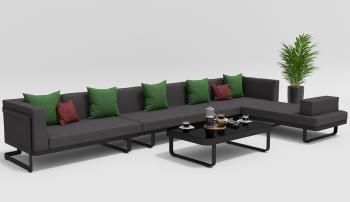 каркас темно-серый карбон/подушки антрацит/столешница черная глянцевая