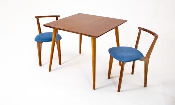 Орех/Рогожка Синий