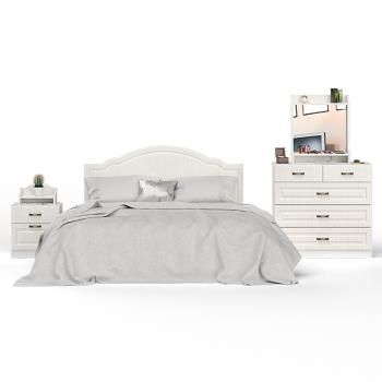 Спальня Mobi Ливерпуль № 5 Кровать 11.08 + Тумба 08.146 + Полка 10.117 + Комод 10.103 + Полка 10.118