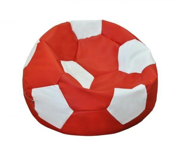 Кресло-мешок Позитиф мяч красно-белый (экокожа)