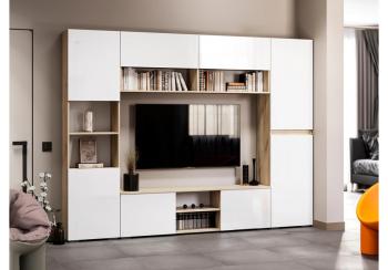 дуб крафт серый / глянец белый