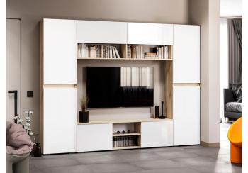 дуб крафт серый / глянец белый