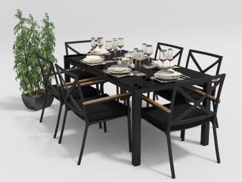 каркас темно-серый карбон/подушки черные/столешница черная глянцевая