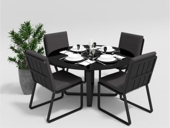 каркас темно-серый карбон/подушки антрацит/столешница черная глянцевая