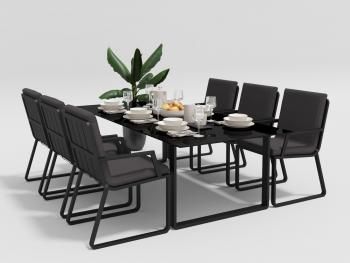 каркас темно-серый карбон / подушки антрацит / столешница черная глянцевая