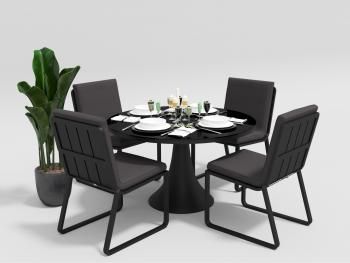 каркас темно-серый карбон/подушки антрацит/столешница черная глянцевая