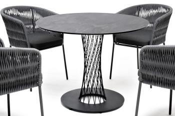 Обеденная группа на 4 персоны со стульями бордо плетения колос 4sis Диего