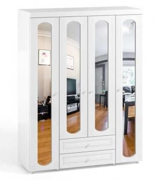 Шкаф 4 дв (560) с 2 Большими зеркальными дверьми, с 2 Малыми зеркальными дверьми и ящиками Катрин-К АФ-64 Афина