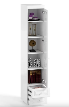 Шкаф 1 дв (410) с малой стеклянной дверью и ящиками (библиотека) Катрин-К АФ-31 Афина