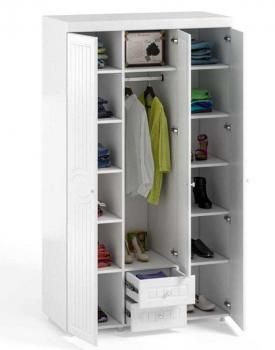 Шкаф 3 дв (560) с 2 Большими глухими дверьми, с 1 Малой зеркальной дверью и ящиками Катрин-К МН-57 Монако