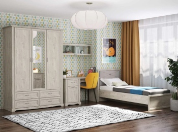 Бетон пайн белый патина, Велюр серый