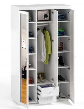 Шкаф 3 дв (560) с 2 Большими зеркальными дверьми, с 1 Малой зеркальной дверью и ящиками Катрин-К МН-58 Монако