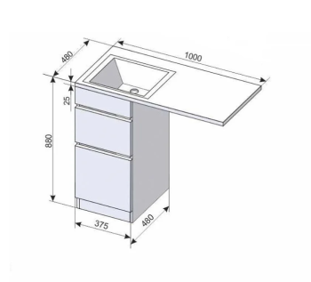 Тумба напольная Style Line Даллас 100 + Умывальник ESTETUS Даллас 1000*480 левый