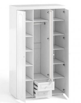 Шкаф 3 дв (560) с 2 Большими глухими дверьми, с 1 Малой зеркальной дверью и ящиками Катрин-К АФ-57 Афина