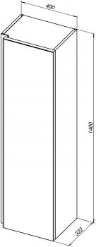 Шкаф-пенал для ванной De Aqua Ариетта New 40 R с зеркалом