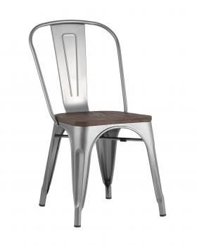 Серебристый матовый/Темное дерево