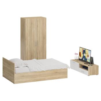 Дуб Сонома/Фасады ТВ тумбы МДФ Белый Глянец