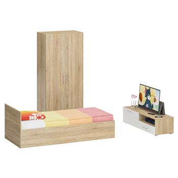 Дуб Сонома/Фасады ТВ тумбы МДФ Белый Глянец