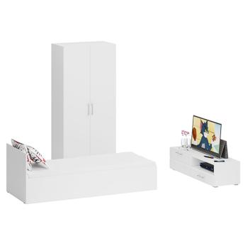 Белый/фасады ТВ тумбы МДФ белый глянец