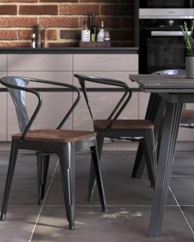 Стул STOOL GROUP TOLIX ARM WOOD с подлокотниками