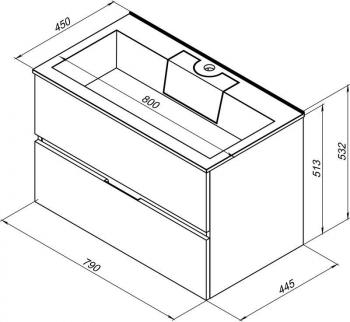 Тумба с раковиной AQUANET Алвита 80