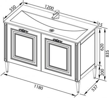 Тумба с раковиной AQUANET Паола 120 (литьевой мрамор)