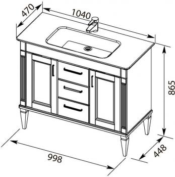 Тумба с раковиной AQUANET Селена 105 (3 ящика, 2 дверцы)