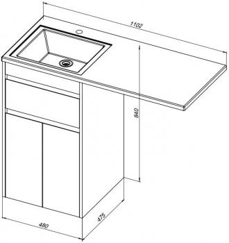 Тумба с раковиной AQUANET Токио 110 L (напольная, 1 ящик, 2 дверцы)