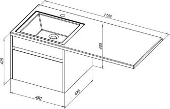 Тумба с раковиной AQUANET Токио 110 L (подвесная, 1 ящик)