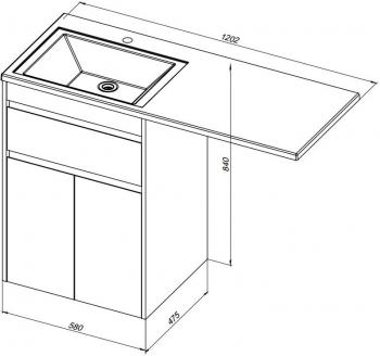 Тумба с раковиной AQUANET Токио 120 R (напольная, 1 ящик, 2 дверцы)