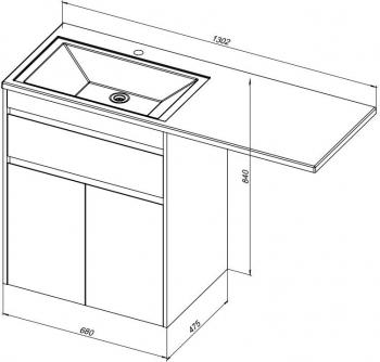 Тумба с раковиной AQUANET Токио 130 R (напольная, 1 ящик, 2 дверцы)