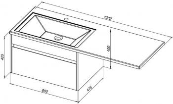Тумба с раковиной AQUANET Токио 130 R (подвесная, 1 ящик)