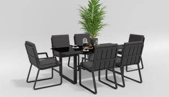 каркас темно-серый карбон / подушки антрацит / столешница черная глянцевая