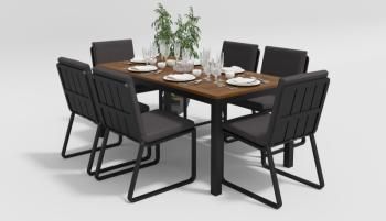 каркас темно-серый карбон/подушки антрацит/столешница тик