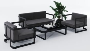 каркас темно-серый карбон/подушка антрацит/столешница черная глянцевая