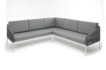 Каркас алюминий белый, роуп светло-серый круглый, ткань светло-серая